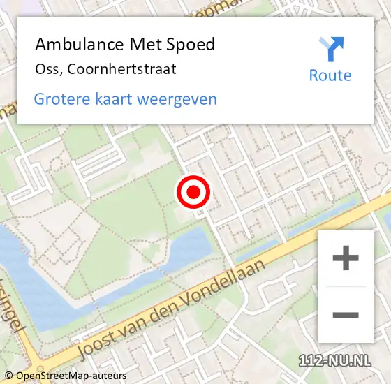 Locatie op kaart van de 112 melding: Ambulance Met Spoed Naar Oss, Coornhertstraat op 17 februari 2020 20:04