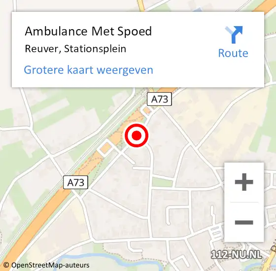 Locatie op kaart van de 112 melding: Ambulance Met Spoed Naar Reuver, Stationsplein op 17 februari 2020 21:18