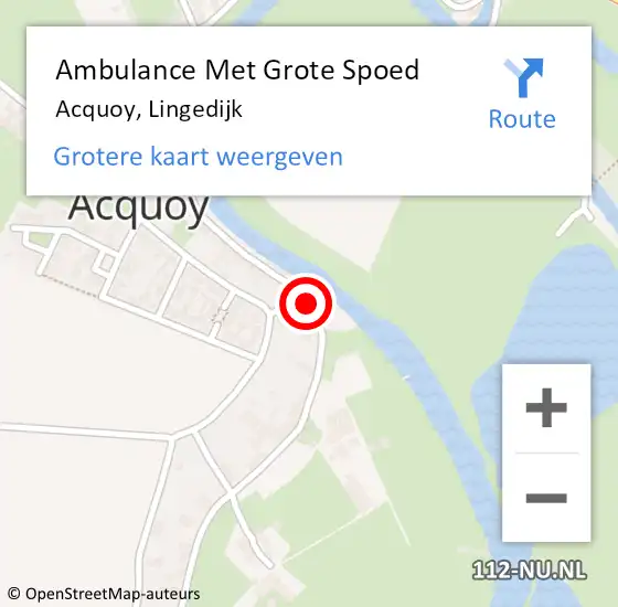 Locatie op kaart van de 112 melding: Ambulance Met Grote Spoed Naar Acquoy, Lingedijk op 17 februari 2020 21:42