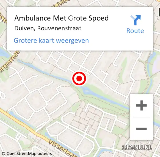 Locatie op kaart van de 112 melding: Ambulance Met Grote Spoed Naar Duiven, Rouvenenstraat op 17 februari 2020 21:48