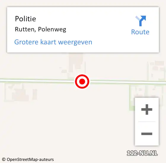 Locatie op kaart van de 112 melding: Politie Rutten, Polenweg op 17 februari 2020 22:30