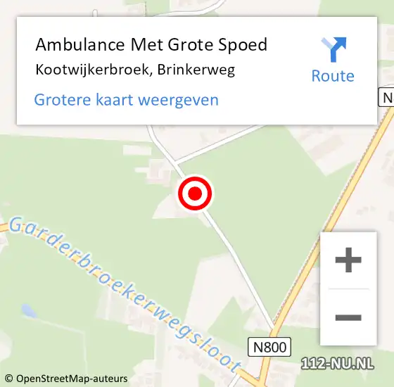 Locatie op kaart van de 112 melding: Ambulance Met Grote Spoed Naar Kootwijkerbroek, Brinkerweg op 17 februari 2020 22:42