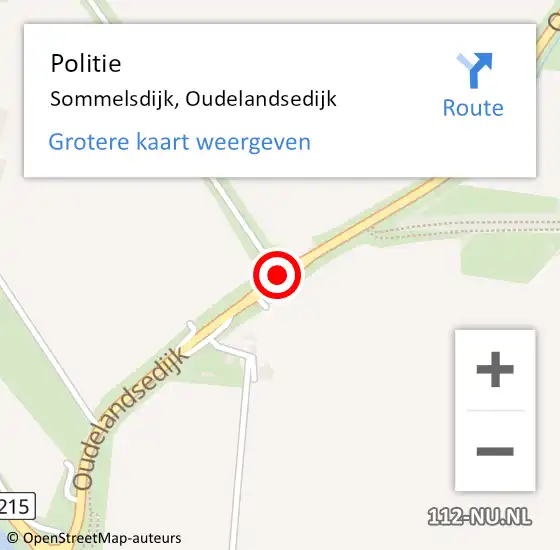 Locatie op kaart van de 112 melding: Politie Sommelsdijk, Oudelandsedijk op 17 februari 2020 23:01