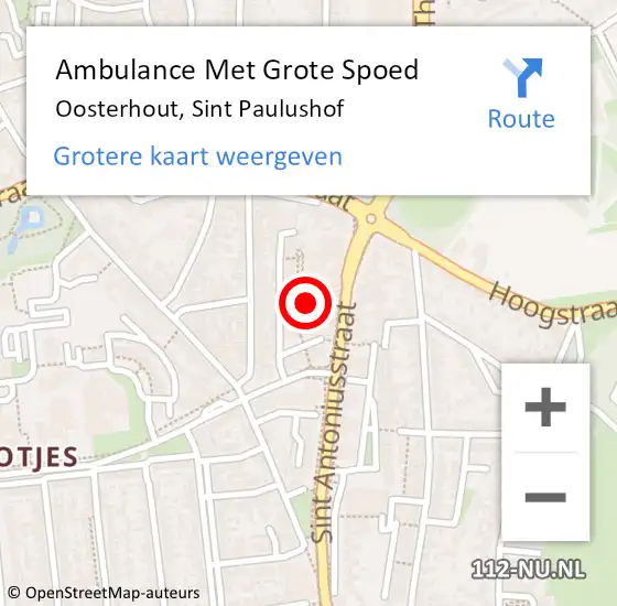 Locatie op kaart van de 112 melding: Ambulance Met Grote Spoed Naar Oosterhout, Sint Paulushof op 28 april 2014 19:05