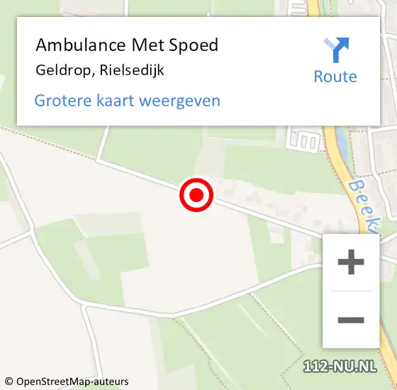 Locatie op kaart van de 112 melding: Ambulance Met Spoed Naar Geldrop, Rielsedijk op 18 februari 2020 00:38