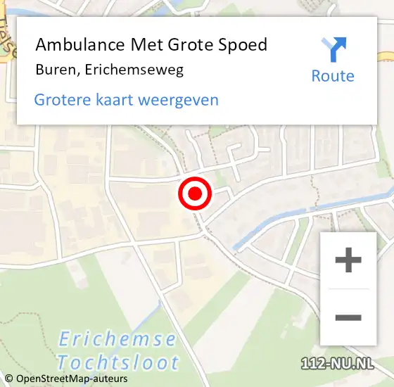 Locatie op kaart van de 112 melding: Ambulance Met Grote Spoed Naar Buren, Erichemseweg op 28 april 2014 19:10