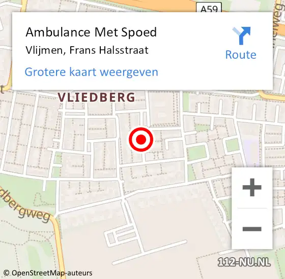 Locatie op kaart van de 112 melding: Ambulance Met Spoed Naar Vlijmen, Frans Halsstraat op 18 februari 2020 03:42