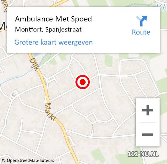 Locatie op kaart van de 112 melding: Ambulance Met Spoed Naar Montfort, Spanjestraat op 30 september 2013 11:36