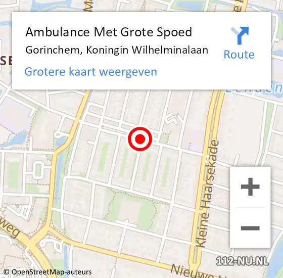 Locatie op kaart van de 112 melding: Ambulance Met Grote Spoed Naar Gorinchem, Koningin Wilhelminalaan op 18 februari 2020 07:15