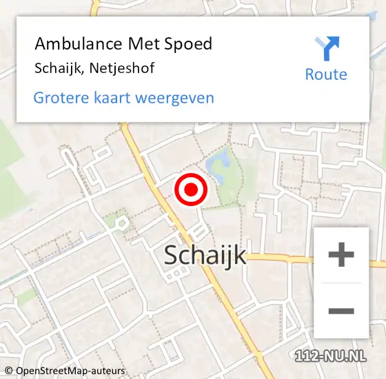 Locatie op kaart van de 112 melding: Ambulance Met Spoed Naar Schaijk, Netjeshof op 18 februari 2020 07:44