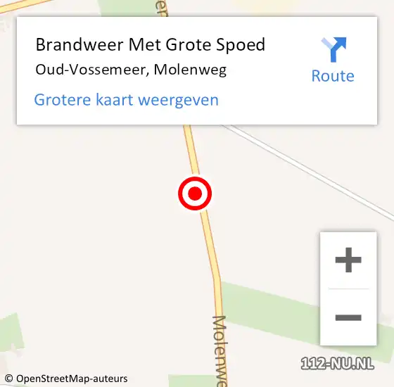 Locatie op kaart van de 112 melding: Brandweer Met Grote Spoed Naar Oud-Vossemeer, Molenweg op 18 februari 2020 08:34