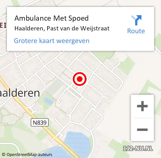 Locatie op kaart van de 112 melding: Ambulance Met Spoed Naar Haalderen, Past van de Weijstraat op 18 februari 2020 10:22