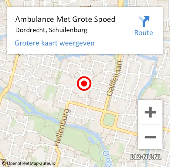 Locatie op kaart van de 112 melding: Ambulance Met Grote Spoed Naar Dordrecht, Schuilenburg op 18 februari 2020 10:27