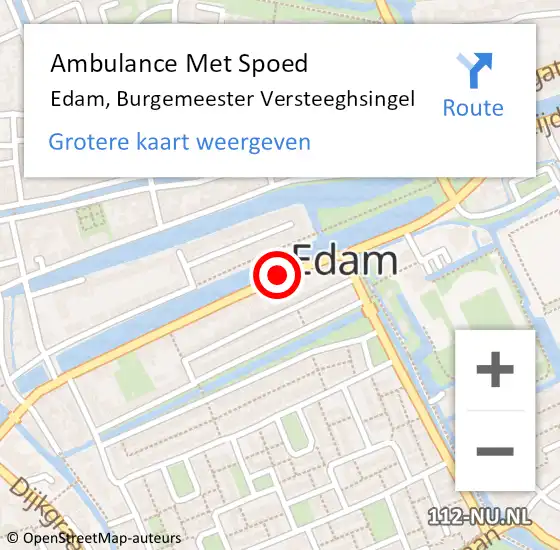 Locatie op kaart van de 112 melding: Ambulance Met Spoed Naar Edam, Burgemeester Versteeghsingel op 18 februari 2020 10:36