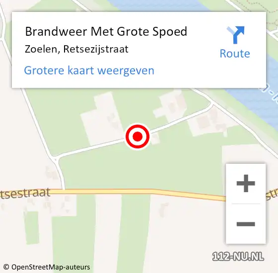 Locatie op kaart van de 112 melding: Brandweer Met Grote Spoed Naar Zoelen, Retsezijstraat op 18 februari 2020 10:39