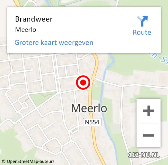 Locatie op kaart van de 112 melding: Brandweer Meerlo op 18 februari 2020 10:59