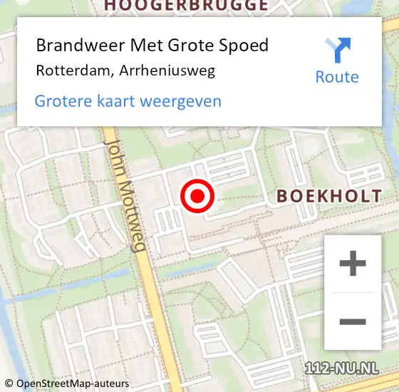 Locatie op kaart van de 112 melding: Brandweer Met Grote Spoed Naar Rotterdam, Arrheniusweg op 18 februari 2020 11:01