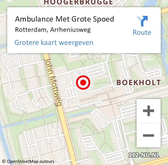 Locatie op kaart van de 112 melding: Ambulance Met Grote Spoed Naar Rotterdam, Arrheniusweg op 18 februari 2020 11:03