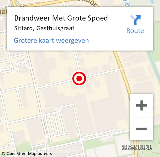 Locatie op kaart van de 112 melding: Brandweer Met Grote Spoed Naar Sittard, Gasthuisgraaf op 18 februari 2020 11:21