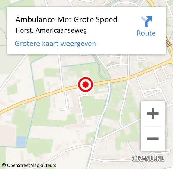 Locatie op kaart van de 112 melding: Ambulance Met Grote Spoed Naar Horst, Americaanseweg op 18 februari 2020 12:10