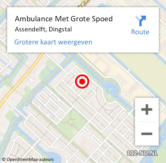 Locatie op kaart van de 112 melding: Ambulance Met Grote Spoed Naar Assendelft, Dingstal op 18 februari 2020 13:16