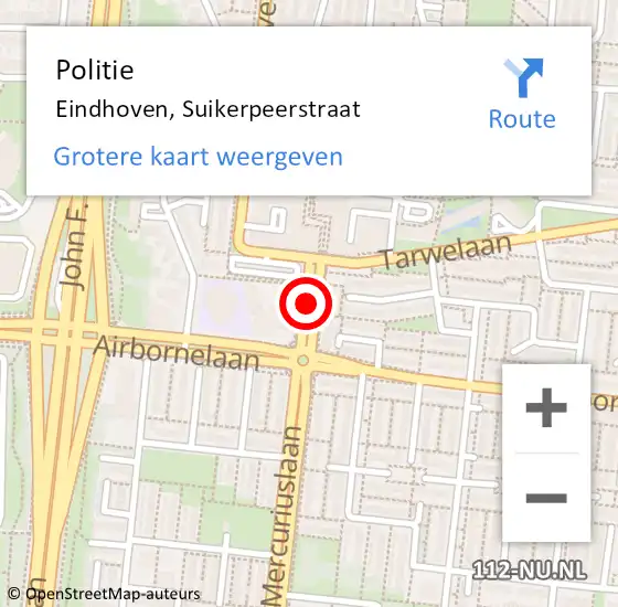 Locatie op kaart van de 112 melding: Politie Eindhoven, Suikerpeerstraat op 18 februari 2020 13:16