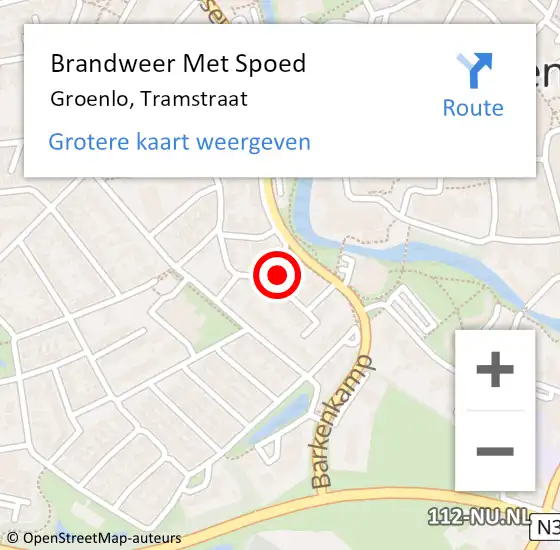 Locatie op kaart van de 112 melding: Brandweer Met Spoed Naar Groenlo, Tramstraat op 18 februari 2020 13:18