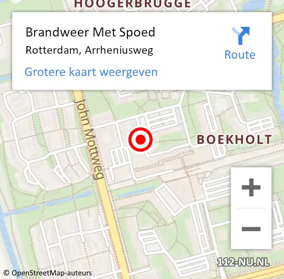 Locatie op kaart van de 112 melding: Brandweer Met Spoed Naar Rotterdam, Arrheniusweg op 18 februari 2020 13:21