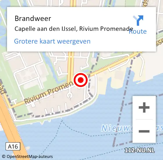 Locatie op kaart van de 112 melding: Brandweer Capelle aan den IJssel, Rivium Promenade op 18 februari 2020 13:23