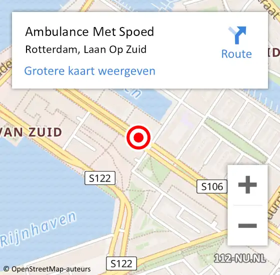 Locatie op kaart van de 112 melding: Ambulance Met Spoed Naar Rotterdam, Laan op Zuid op 18 februari 2020 13:55