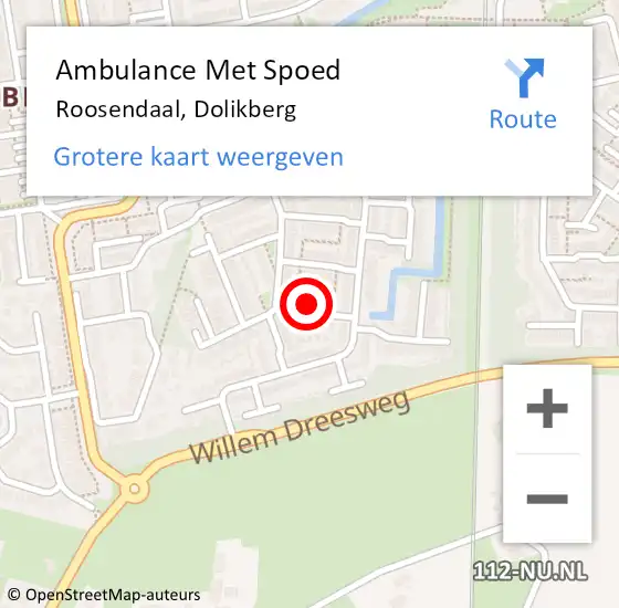 Locatie op kaart van de 112 melding: Ambulance Met Spoed Naar Roosendaal, Dolikberg op 28 april 2014 20:07