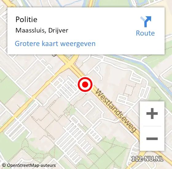 Locatie op kaart van de 112 melding: Politie Maassluis, Drijver op 18 februari 2020 14:46