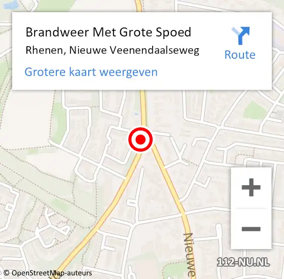 Locatie op kaart van de 112 melding: Brandweer Met Grote Spoed Naar Rhenen, Nieuwe Veenendaalseweg op 18 februari 2020 15:48