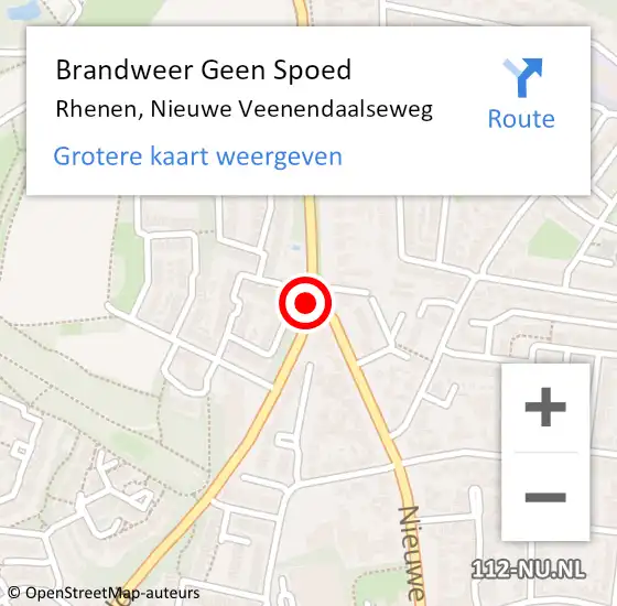 Locatie op kaart van de 112 melding: Brandweer Geen Spoed Naar Rhenen, Nieuwe Veenendaalseweg op 18 februari 2020 15:50
