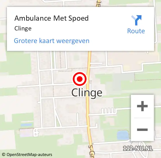 Locatie op kaart van de 112 melding: Ambulance Met Spoed Naar Clinge op 18 februari 2020 16:09