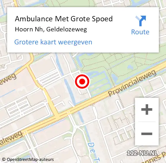 Locatie op kaart van de 112 melding: Ambulance Met Grote Spoed Naar Hoorn Nh, Geldelozeweg op 18 februari 2020 16:11