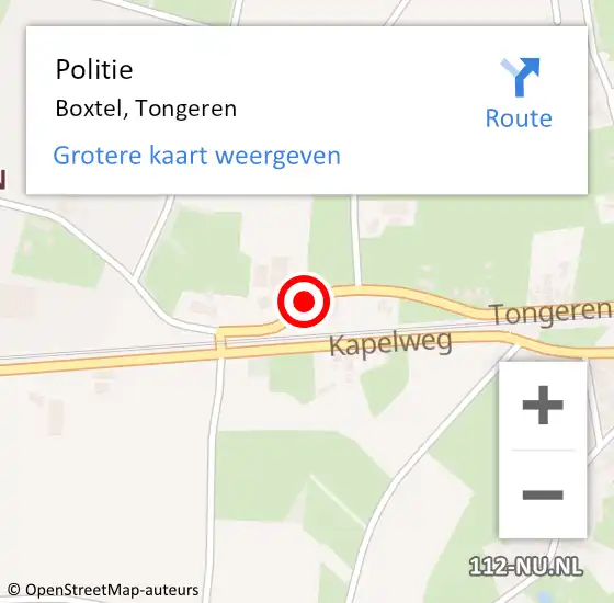 Locatie op kaart van de 112 melding: Politie Boxtel, Tongeren op 18 februari 2020 16:19