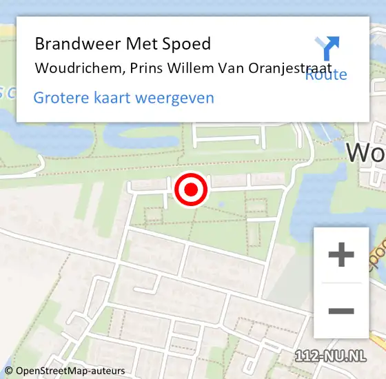 Locatie op kaart van de 112 melding: Brandweer Met Spoed Naar Woudrichem, Prins Willem Van Oranjestraat op 28 april 2014 20:38