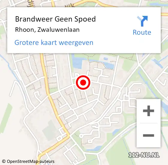 Locatie op kaart van de 112 melding: Brandweer Geen Spoed Naar Rhoon, Zwaluwenlaan op 18 februari 2020 17:50