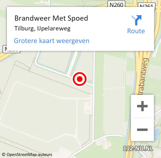 Locatie op kaart van de 112 melding: Brandweer Met Spoed Naar Tilburg, IJpelareweg op 18 februari 2020 18:35