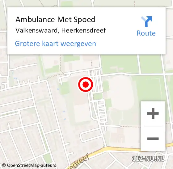 Locatie op kaart van de 112 melding: Ambulance Met Spoed Naar Valkenswaard, Heerkensdreef op 18 februari 2020 18:43