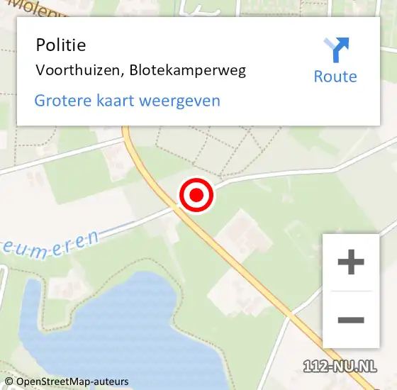 Locatie op kaart van de 112 melding: Politie Voorthuizen, Blotekamperweg op 18 februari 2020 19:09