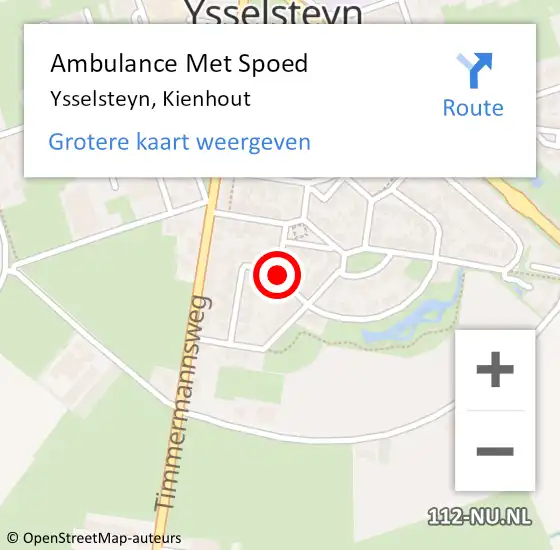 Locatie op kaart van de 112 melding: Ambulance Met Spoed Naar Ysselsteyn, Kienhout op 18 februari 2020 20:50