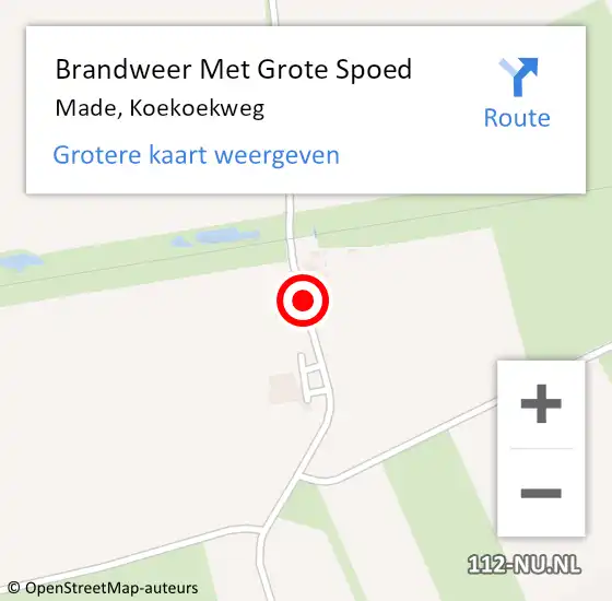 Locatie op kaart van de 112 melding: Brandweer Met Grote Spoed Naar Made, Koekoekweg op 18 februari 2020 23:08