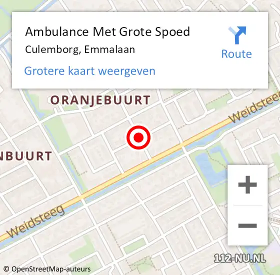 Locatie op kaart van de 112 melding: Ambulance Met Grote Spoed Naar Culemborg, Emmalaan op 18 februari 2020 23:46