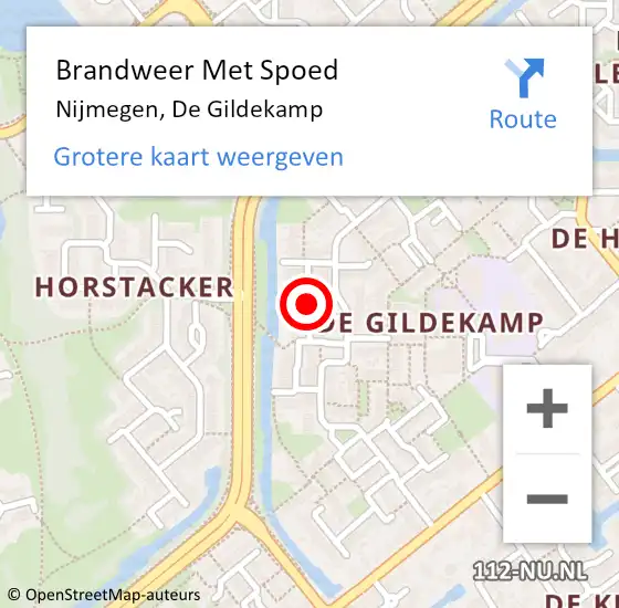 Locatie op kaart van de 112 melding: Brandweer Met Spoed Naar Nijmegen, De Gildekamp op 19 februari 2020 01:57