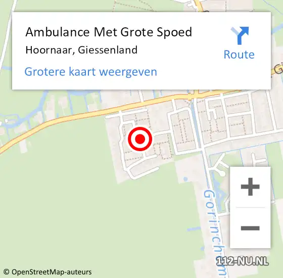 Locatie op kaart van de 112 melding: Ambulance Met Grote Spoed Naar Hoornaar, Giessenland op 19 februari 2020 03:04