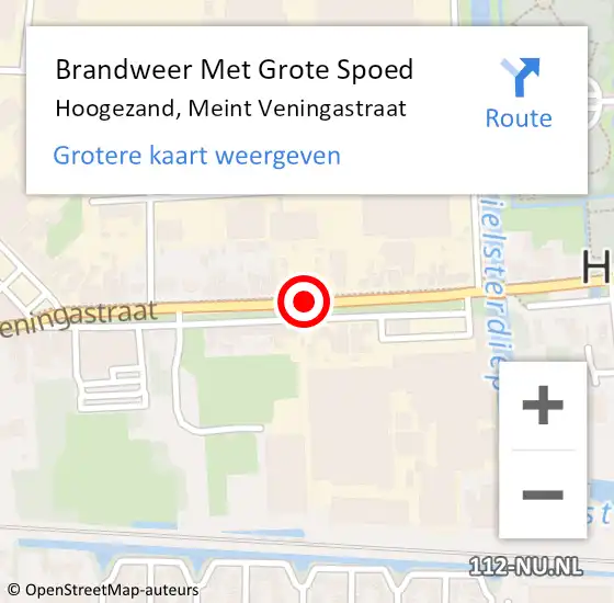 Locatie op kaart van de 112 melding: Brandweer Met Grote Spoed Naar Hoogezand, Meint Veningastraat op 19 februari 2020 03:08
