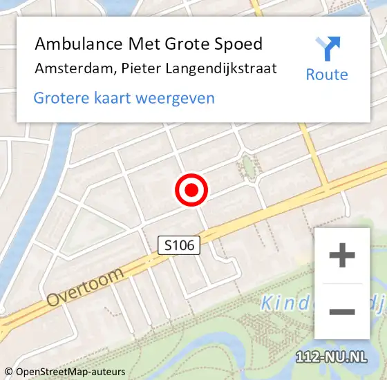 Locatie op kaart van de 112 melding: Ambulance Met Grote Spoed Naar Amsterdam, Pieter Langendijkstraat op 19 februari 2020 05:16