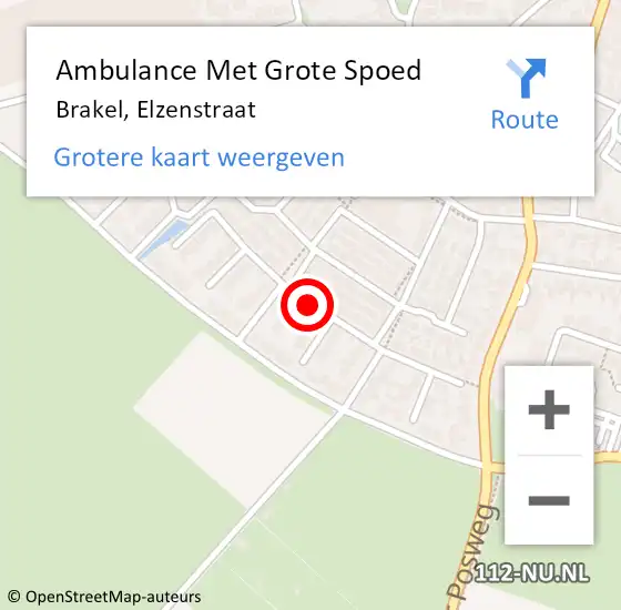Locatie op kaart van de 112 melding: Ambulance Met Grote Spoed Naar Brakel, Elzenstraat op 19 februari 2020 05:47